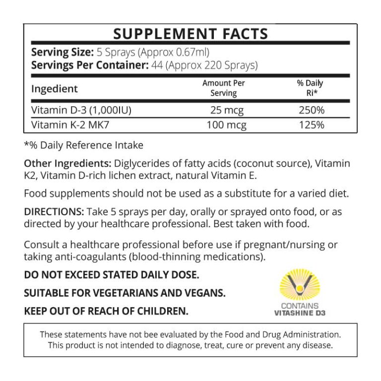 Good Health Naturally - Vegan Vitamin D3 and K2 Spray (30ml)