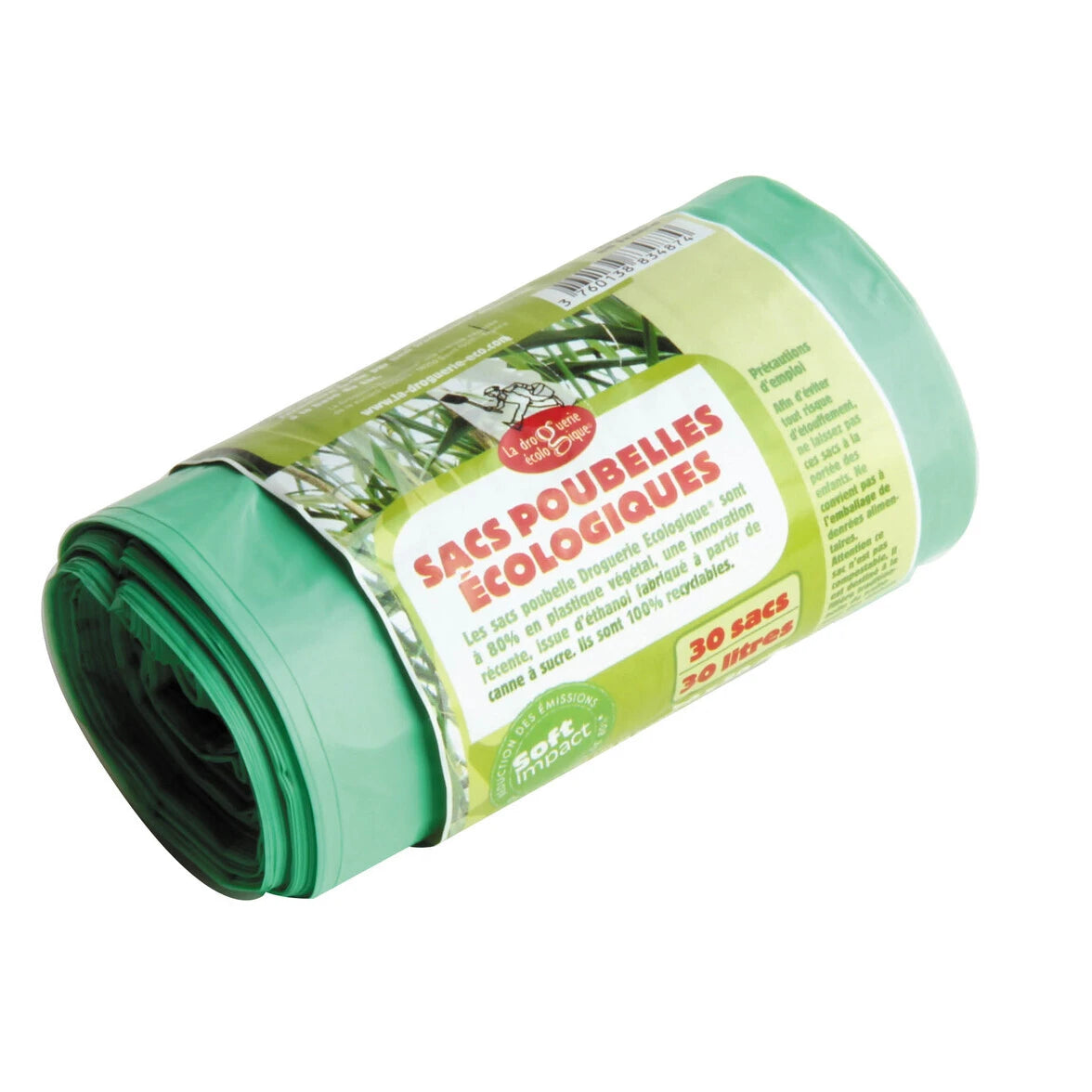 Eco Trash Bags (Small) | Food Alive | Raw Living UK | House & Home | 20 Small Eco-friendly 30 litre trash bags, in bioplastic, 100% recyclable, with a string for sealing. 80% plant-based polyethylene from sugar cane ethanol.