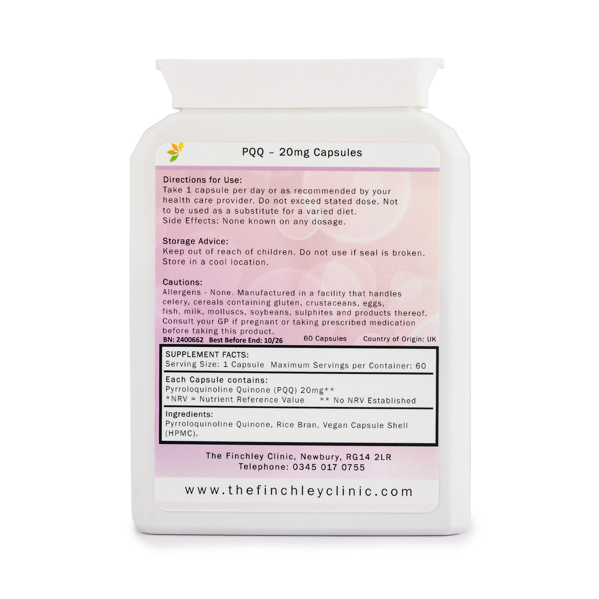 PQQ (20mg x 60 Caps)