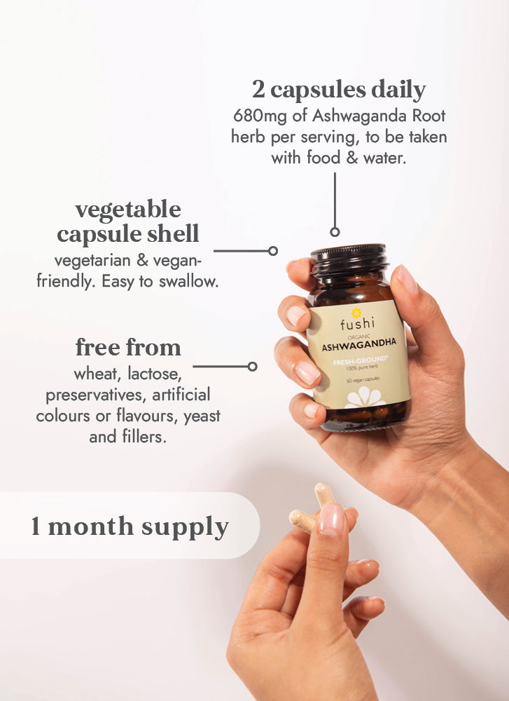 Organic Fresh-Ground Ashwagandha (60 caps)