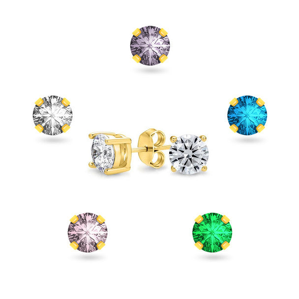 Simple Color Birthstone Diamond Gold Plated Stud Earrings - China Diamond  Earring and Birthday price | Made-in-China.com