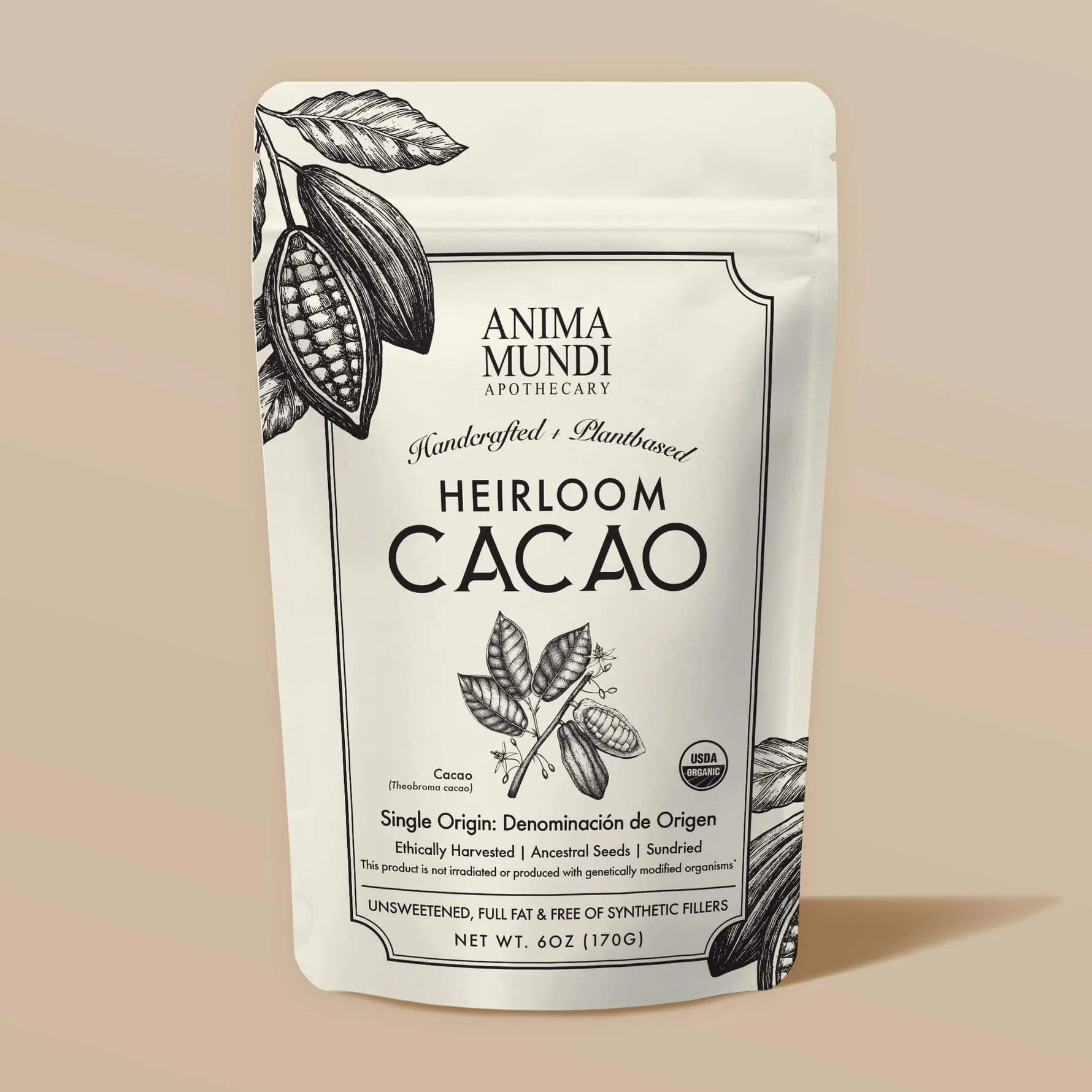 Heirloom Cacao Powder (6oz) | Anima Mundi Herbals | Raw Living UK | Raw Foods | Super Foods | Anima Mundi's Heirloom Cacao Powder is High Quality & Organic. This Cacao comes from Peru & it is packed with Anti-Oxidants, Iron, Magnesium & Bliss Chemicals!