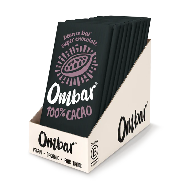 Organic Vegan 100% Cacao Chocolate Bar | Ombar | Raw Living UK | Raw Chocolate | Raw Cacao | Ombar 100% Cacao Bar is an Organic, Vegan, Plant Based Raw Chocolate Bar. A Sugar Free, Keto Friendly bar made by award-winning chocolatiers.