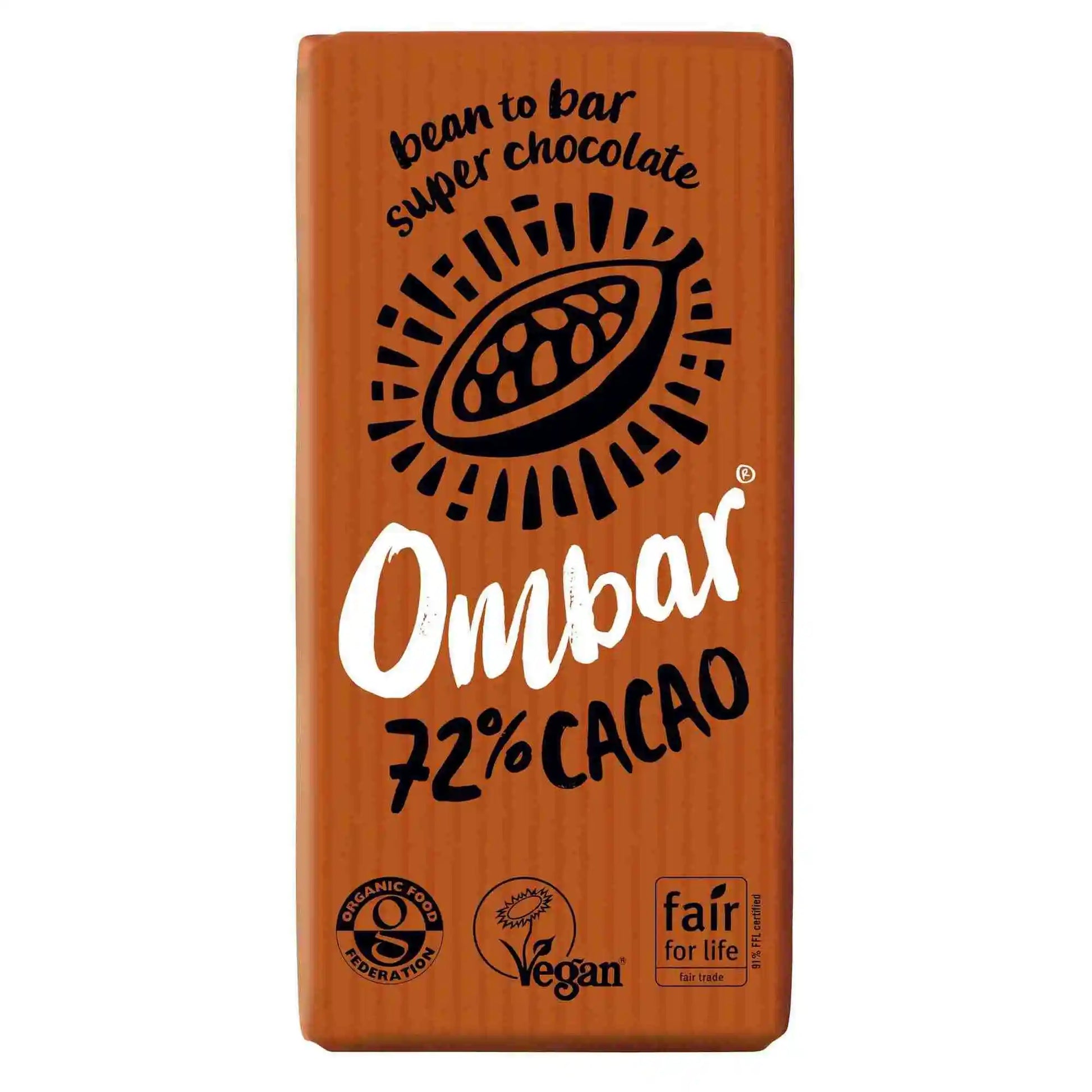 Organic Vegan 72% Bio Live Chocolate Bar | Ombar | Raw Living UK | Raw Chocolate | Raw Cacao | Ombar 72% Cacao Chocolate Bar is Organic, Vegan, Plant Based Raw Chocolate. Sweetened with Coconut Sugar & enriched with Live Bio-Cultures.