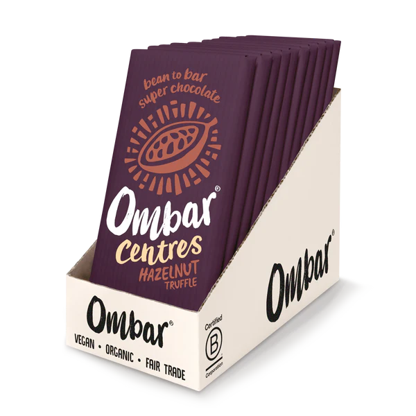 Organic Vegan Centres Hazelnut Truffle Chocolate Bar | Ombar | Raw Living UK | Raw Chocolate | Raw Cacao | Ombar Pistachio Centres Raw Cacao Bar is an Organic Natural, Vegan, Plant Based & Delicious Chocolate. Sweetened with Coconut & a creamy flavoured centre.
