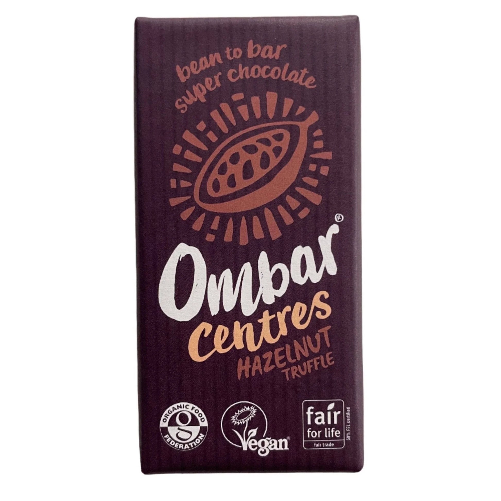 Organic Vegan Centres Hazelnut Truffle Chocolate Bar | Ombar | Raw Living UK | Raw Chocolate | Raw Cacao | Ombar Pistachio Centres Raw Cacao Bar is an Organic Natural, Vegan, Plant Based & Delicious Chocolate. Sweetened with Coconut & a creamy flavoured centre.