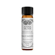 A 15ml bottle of Anima Mundi Herbals Palo Santo essential oil with a black cap and a label featuring the product name and 'Pure Essential Oil'.