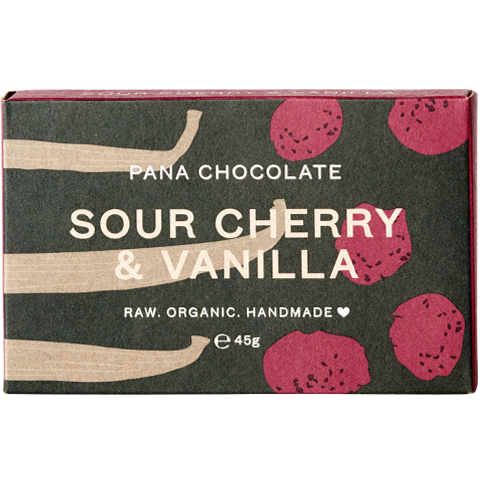 Sour Cherry &amp; Vanilla (45g) - Pana Chocolate