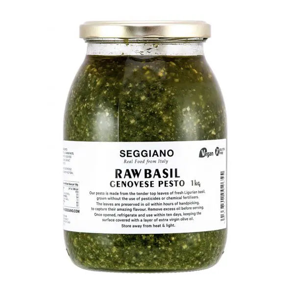 Seggiano Genovese Raw Vegan (Unpasteurized) Basil Pesto Pasta Sauce (1kg)