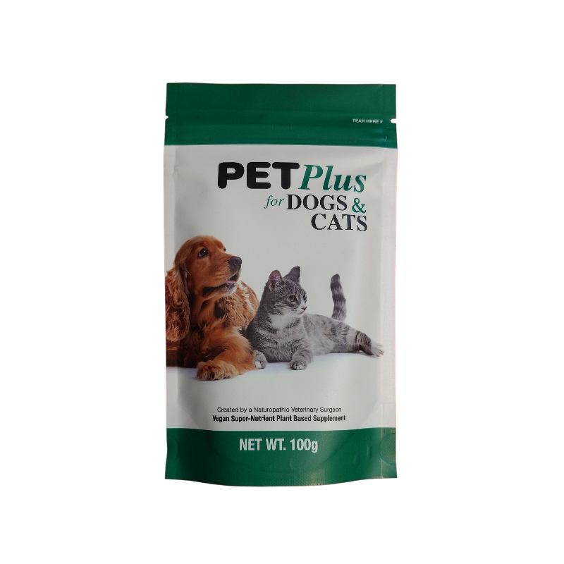 PetPlus for Dogs & Cats supplement package on a white background