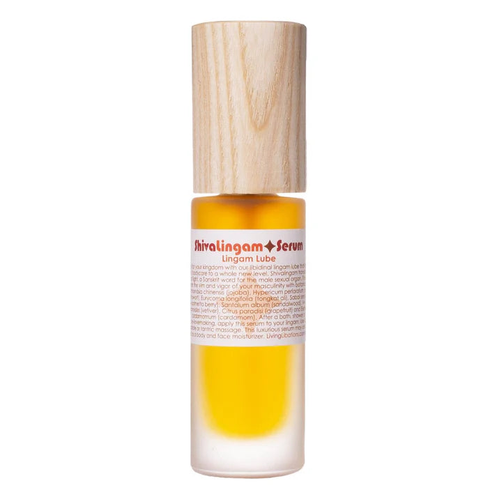 ShivaLingam Serum (30ml) | Living Libations | Raw Living UK | Living Libations Shiva Lingam Serum: Vegan & Natural Libidinal Lubrication. This Lube is made with Jojoba, Sandalwood, Vetiver, St. Johns Wort & Saw Palmetto.