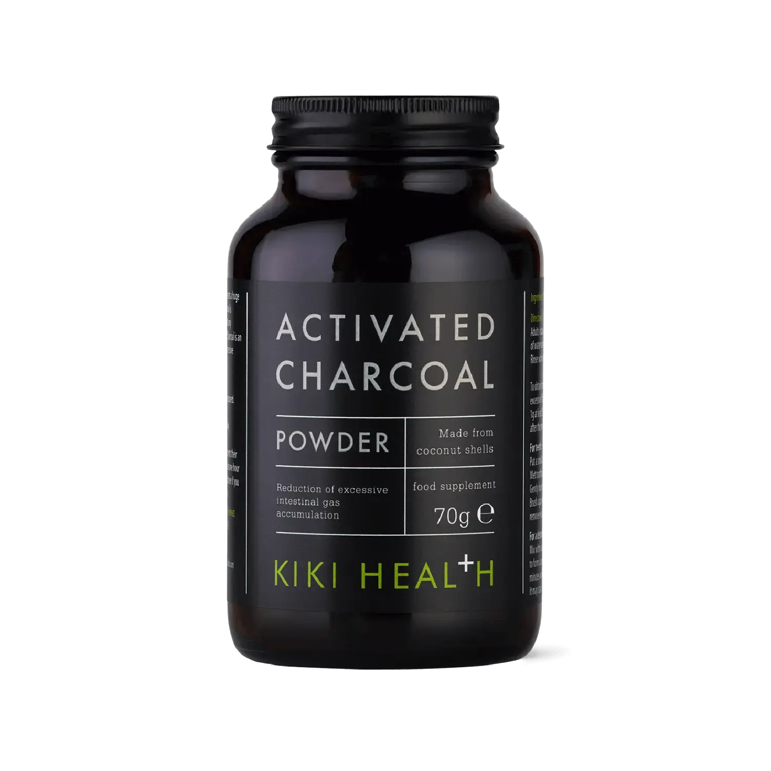 Activated Charcoal Powder | Kiki Health | Raw Living UK | Supplements | Kiki Health Activated Charcoal Powder is a high-quality, pure carbon supplement. Absorbs gasses & particles in the digestive tract & whitens teeth.