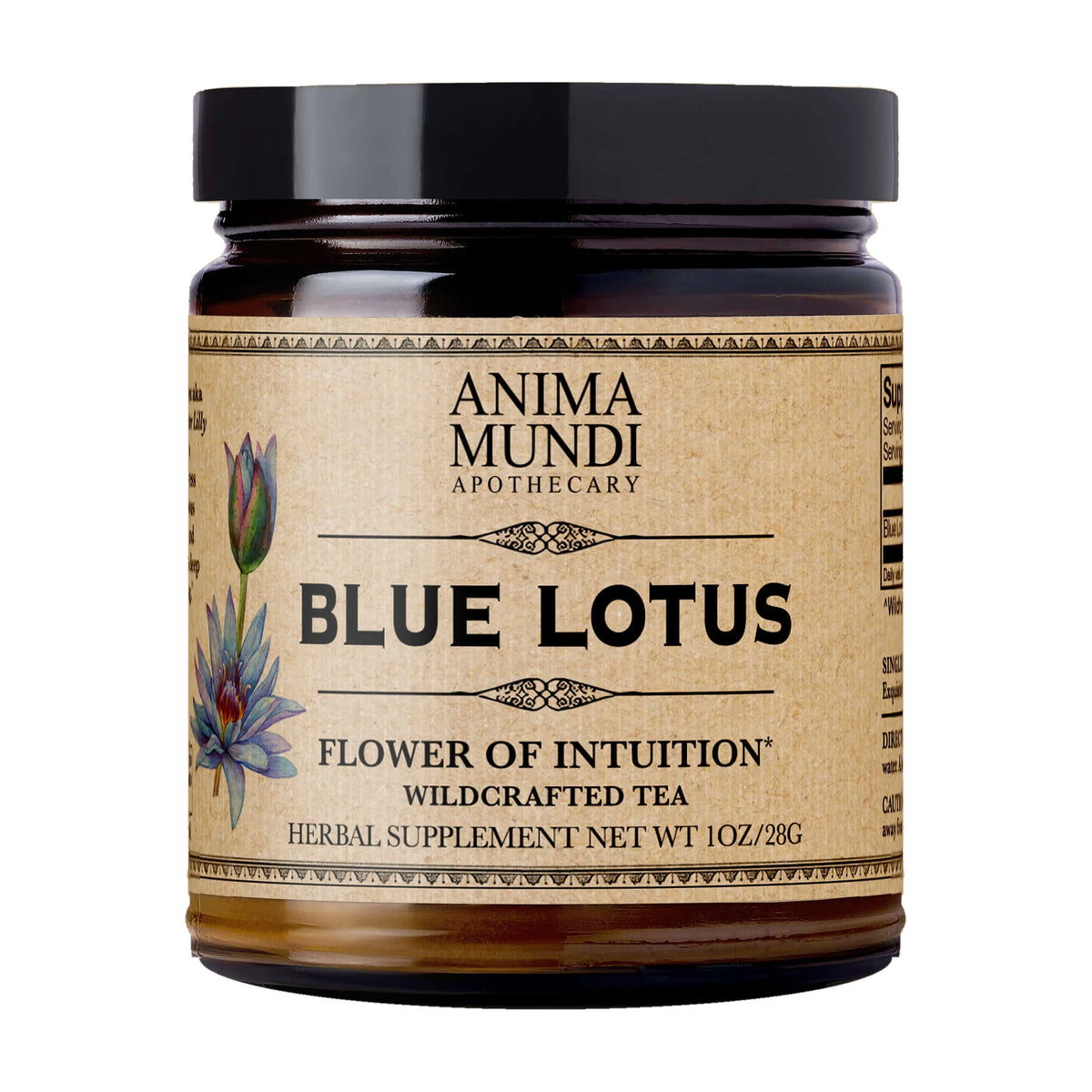 Anima Mundi Egyptian Blue Waterlily (Blue Lotus) 1 oz (28 g), front of jar