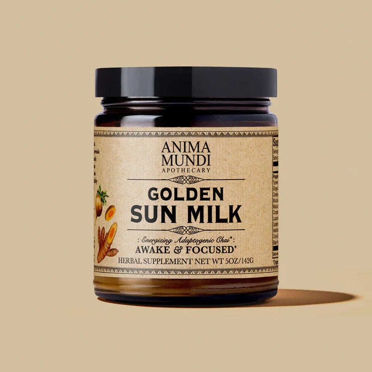 Golden Sun Milk (5oz) | Anima Mundi | Raw Living UK | Herbs & Tonic Herbs | Anima Mundi's Golden Sun Milk contains Turmeric and the Chai spices, alongside activating plants, such as powerhouses Maca and Cordyceps, and Nootropic, Mucuna.