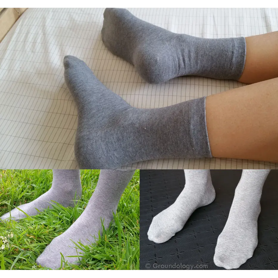 Grounding Socks (Medium) | Groundology | Raw Living UK | EMF & Energy Protection | Groundology Grounding Socks (Medium): premium conductive socks with the highest silver content on the market, which means they carry anti-bacterial qualities.
