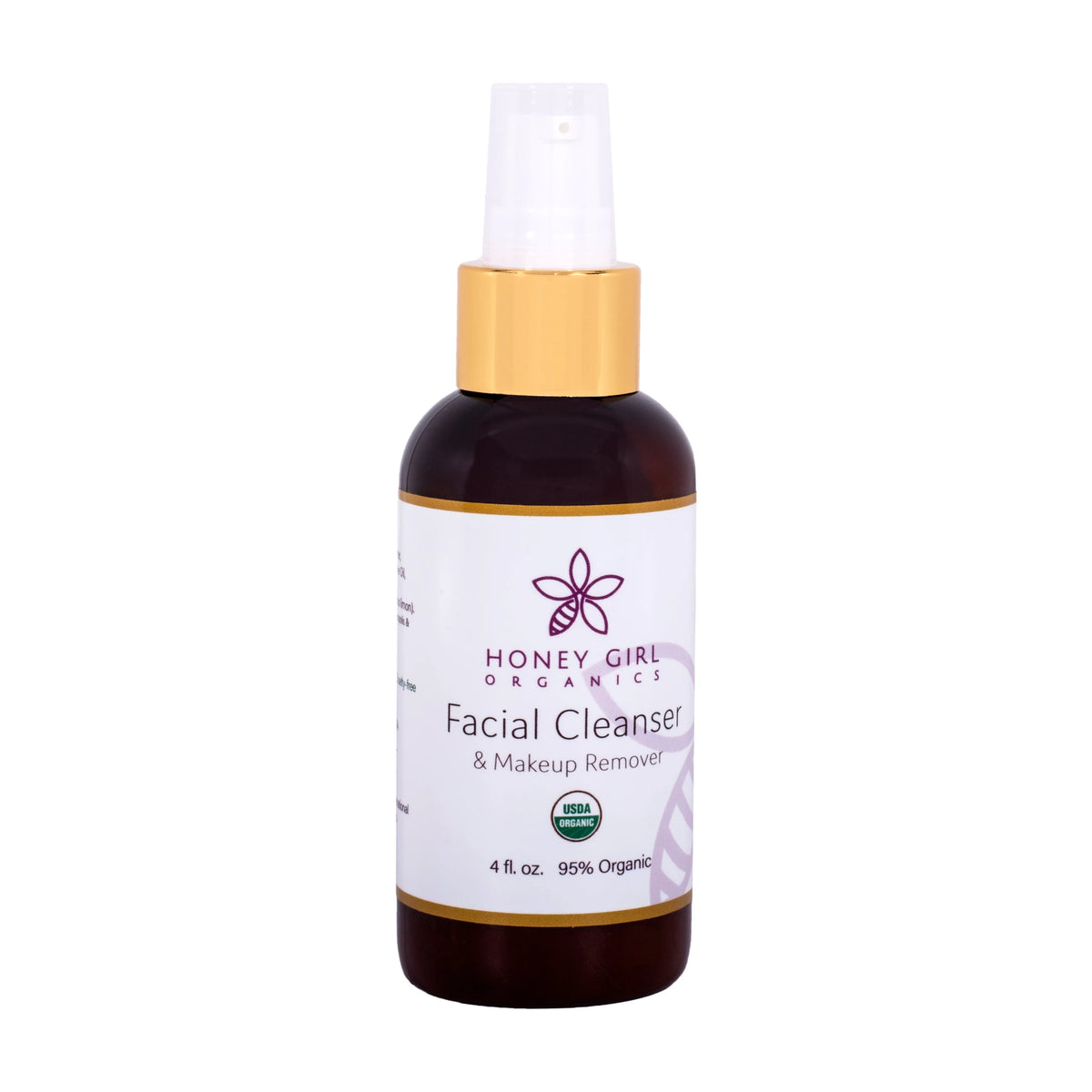 Honey Girl Organics Facial Cleanser & Makeup Remover 4 fl oz, front of bottle
