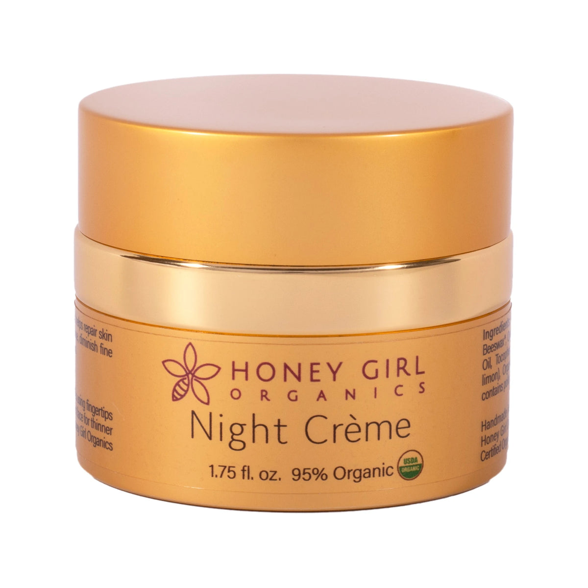 Honey Girl Organics Night Crème 1.75 fl oz, front of jar