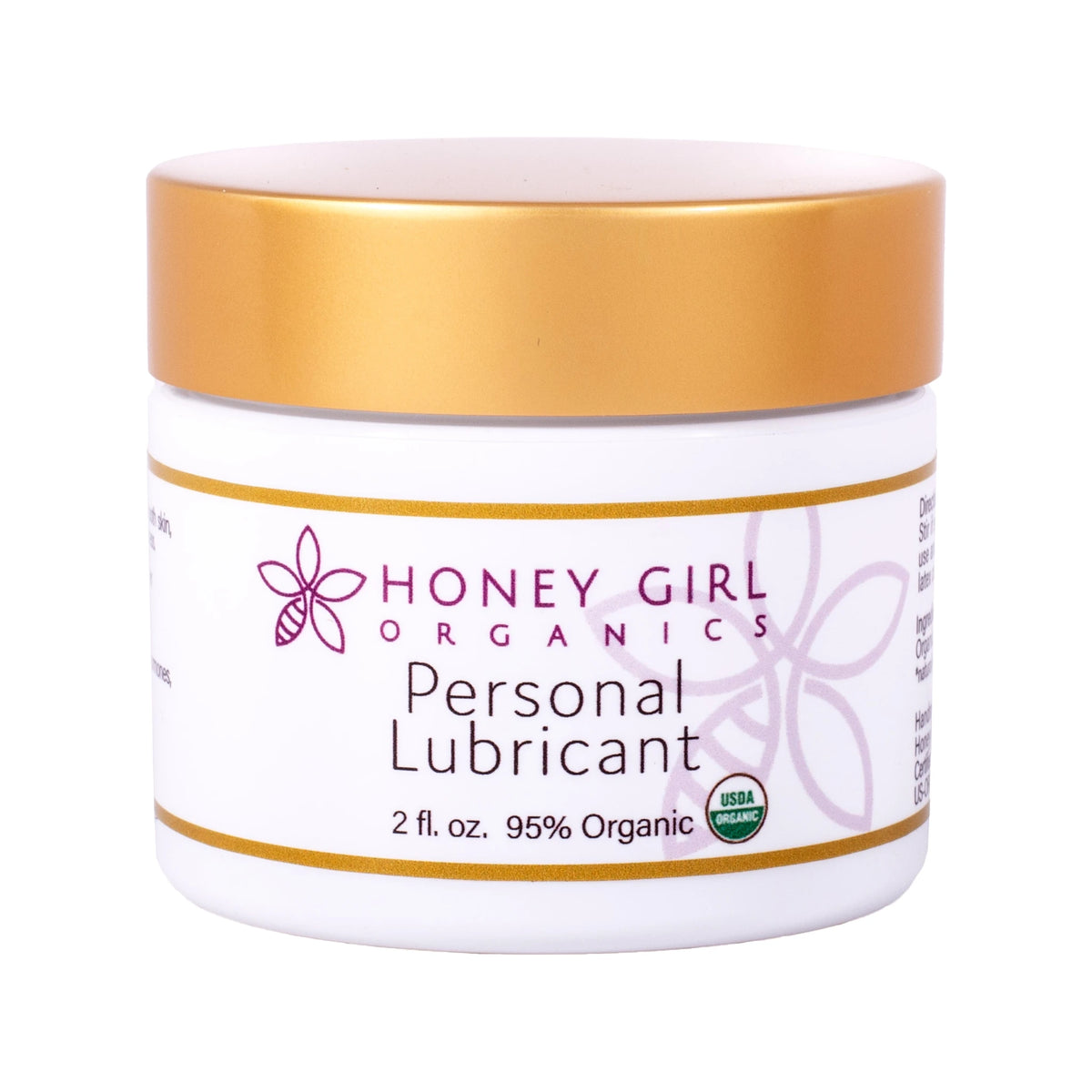 Honey Girl Organics Personal Lubricant 2 fl oz, front of jar