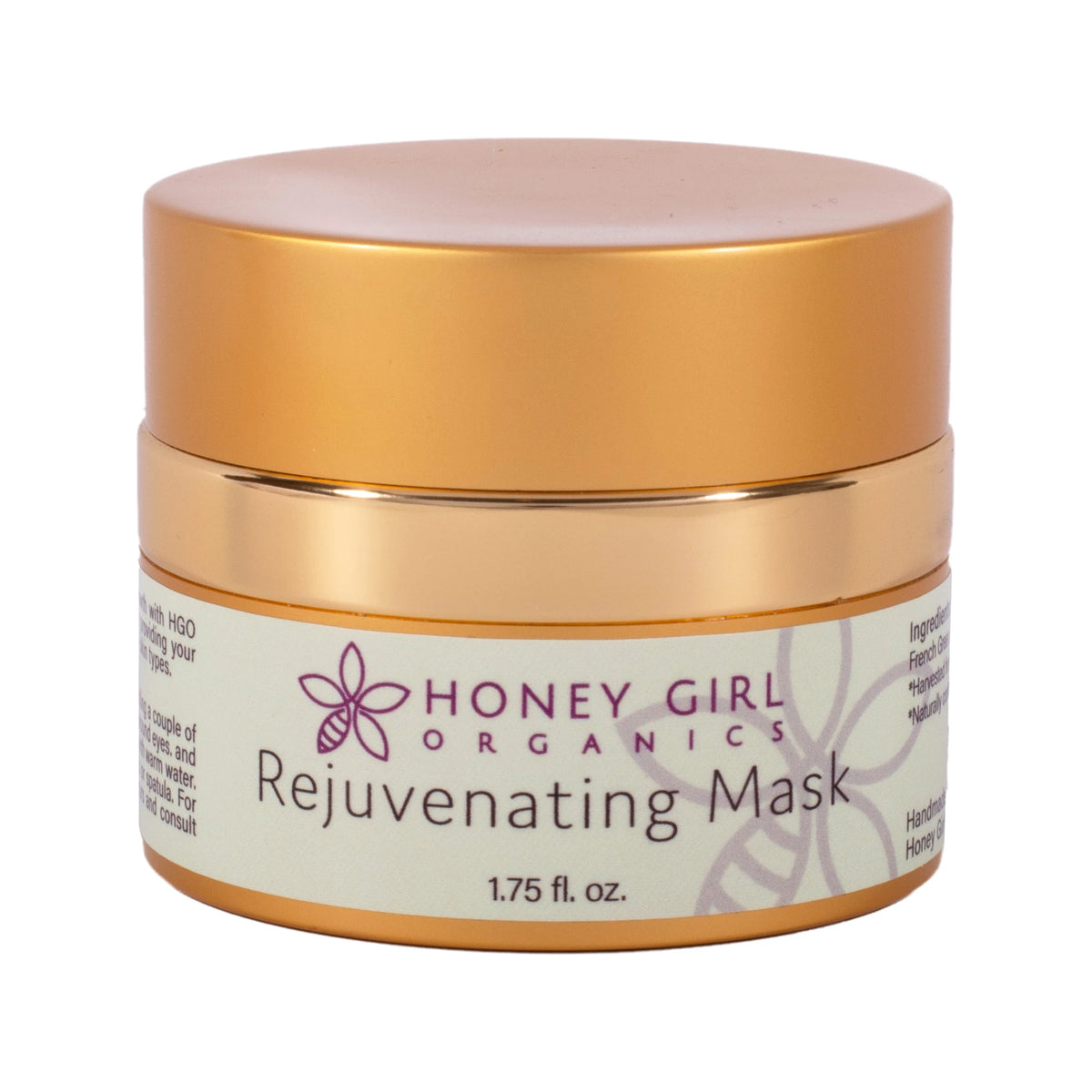 Honey Girl Organics Rejuvenating Mask 1.75 fl oz, front of jar