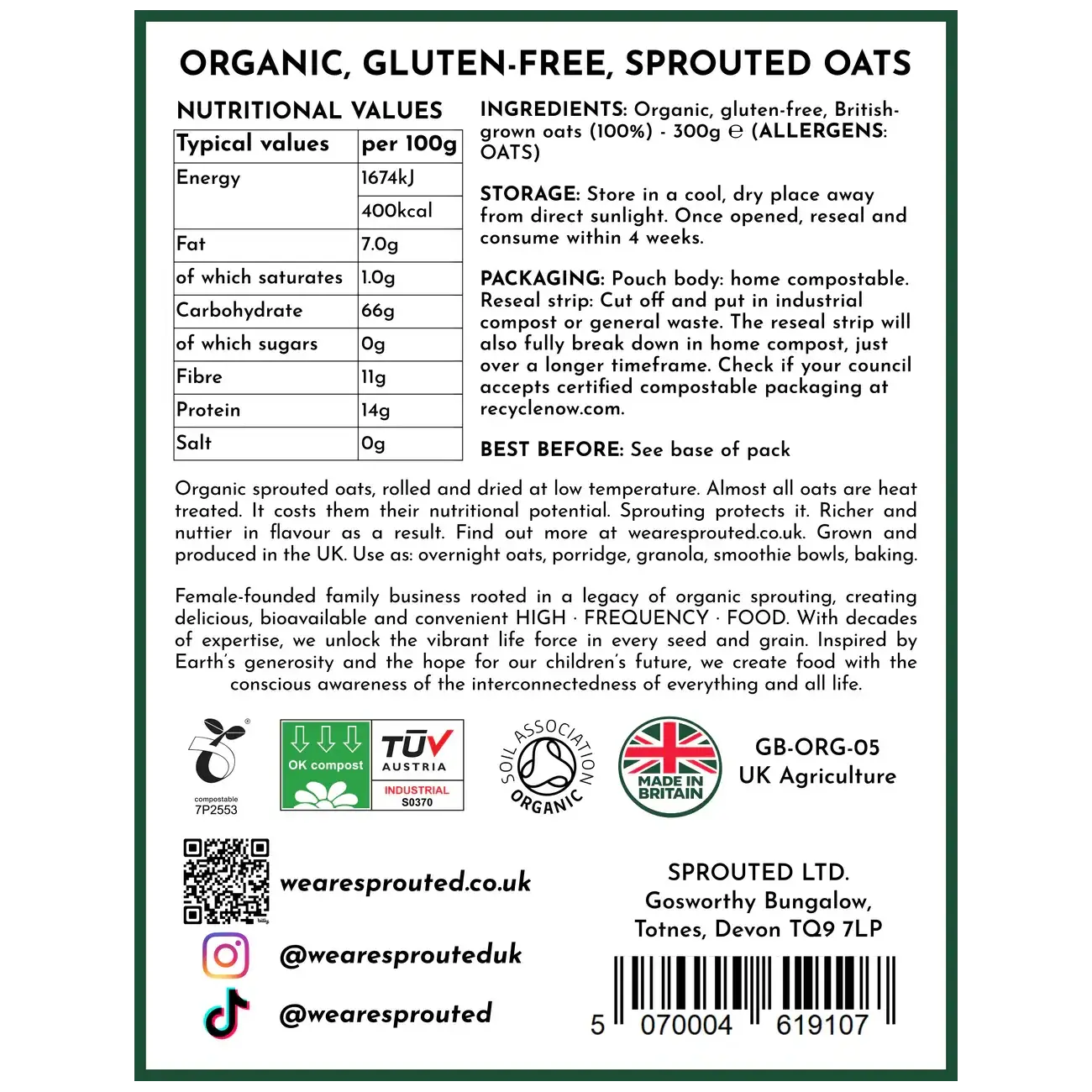 Organic Sprouted Oats