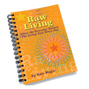 Spiral-bound book titled 'Raw Living' with colorful cover on a white background