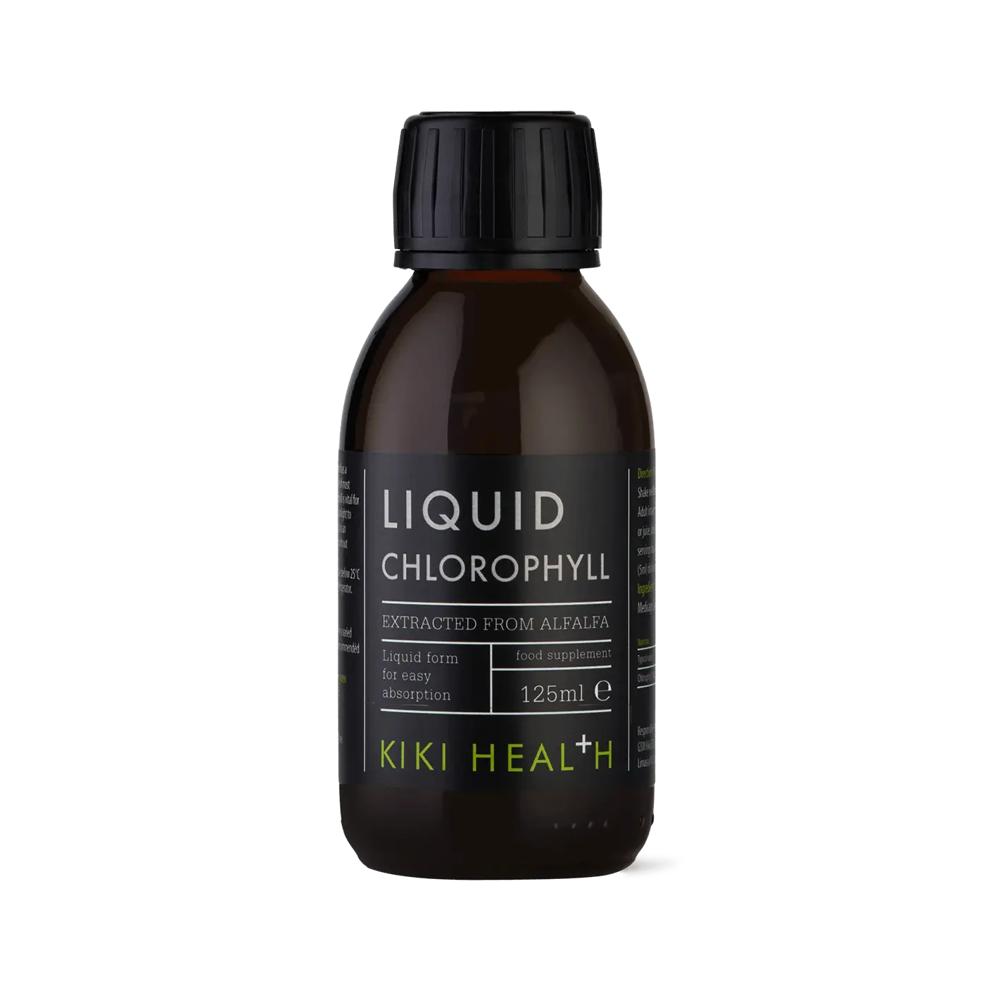 Liquid Chlorophyll | Kiki Health | Raw Living UK | Supplements | Kiki Health Liquid Chlorophyll is the pure extract of the alfalfa plant. It's suitable for vegans & vegetarians, with no preservatives or artificial colouring.