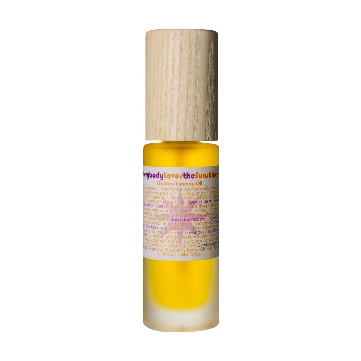Living Libations Everybody Loves the Sunshine GOLDEN TANNING OIL 30ml, front of bottle