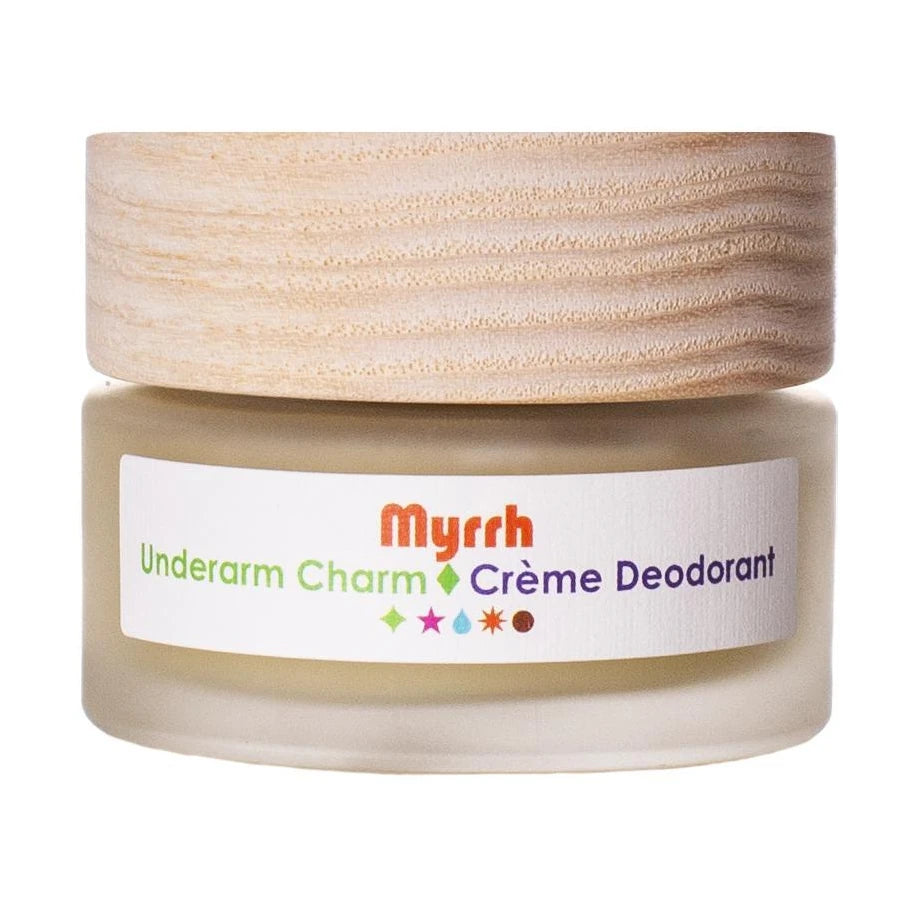 Living Libations Myrrh Underarm Charm Crème Deodorant 30ml, front of jar