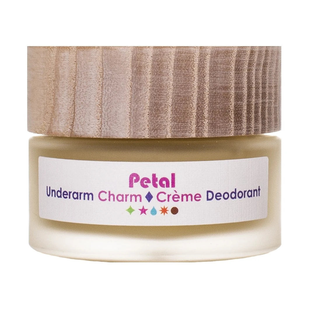 Living Libations Petal Underarm Charm Crème Deodorant 30ml, front of jar