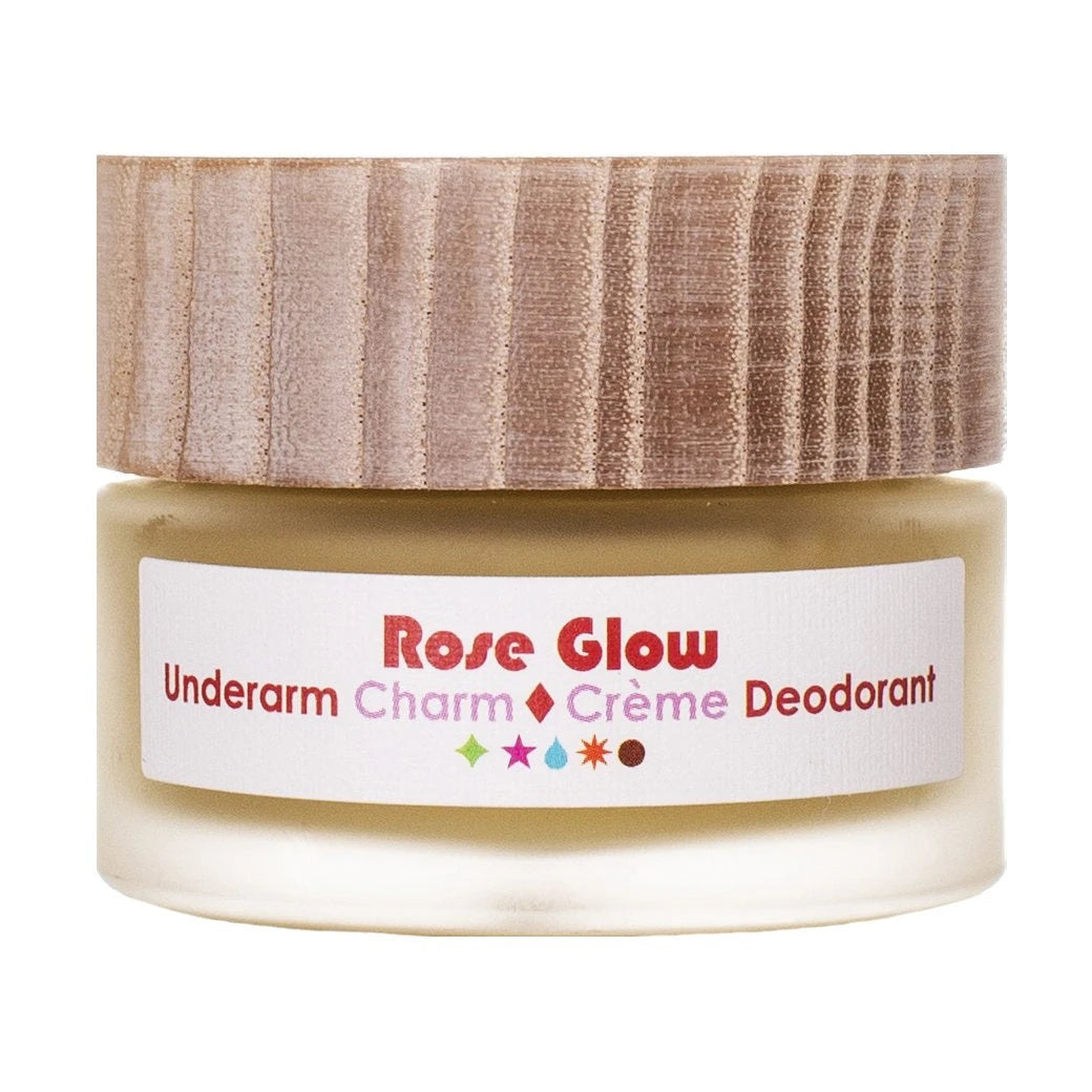 Living Libations Rose Glow Underarm Charm Crème Deodorant 30ml, front of jar