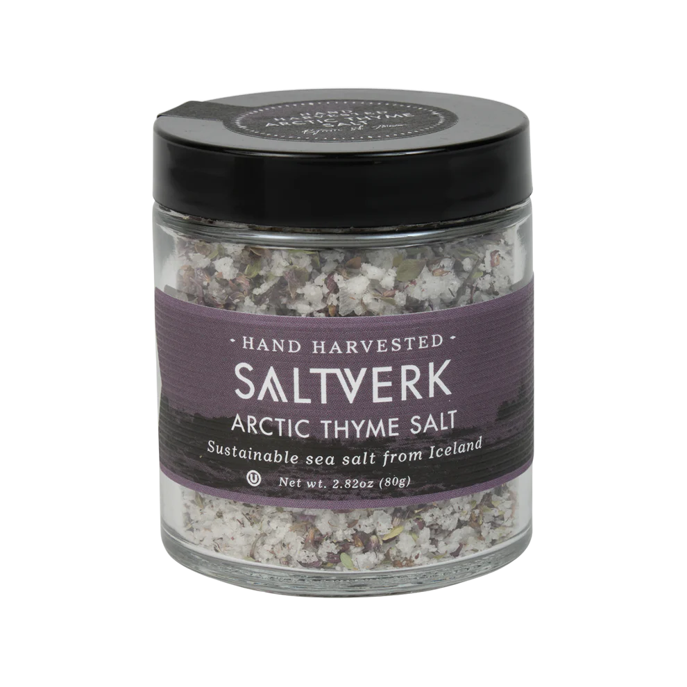 Arctic Thyme Sea Salt | Saltverk | Raw Living UK | Raw Foods | Saltverk Arctic Thyme Sea Salt: Icelandic Arctic Thyme enhances the Saltverk Geothermal Mineral-Rich Flaky Sea Salt. Together, they offer a taste of Iceland!