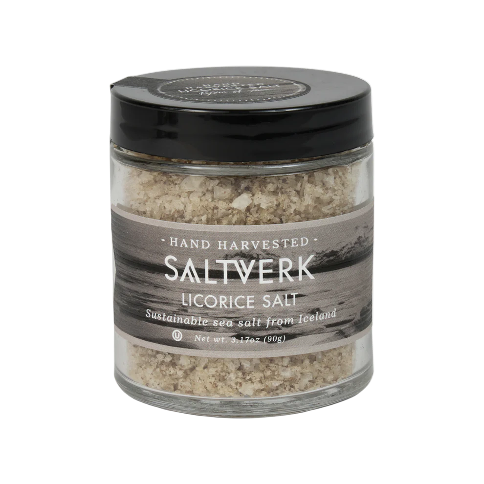 Licorice Sea Salt | Saltverk | Raw Living UK | Raw Foods | Saltverk Licorice Sea Salt captures the unique taste of Raw Liquorice from Persian Liquorice Roots, alongside Mineral-Rich Icelandic Crunchy Flake Salt.