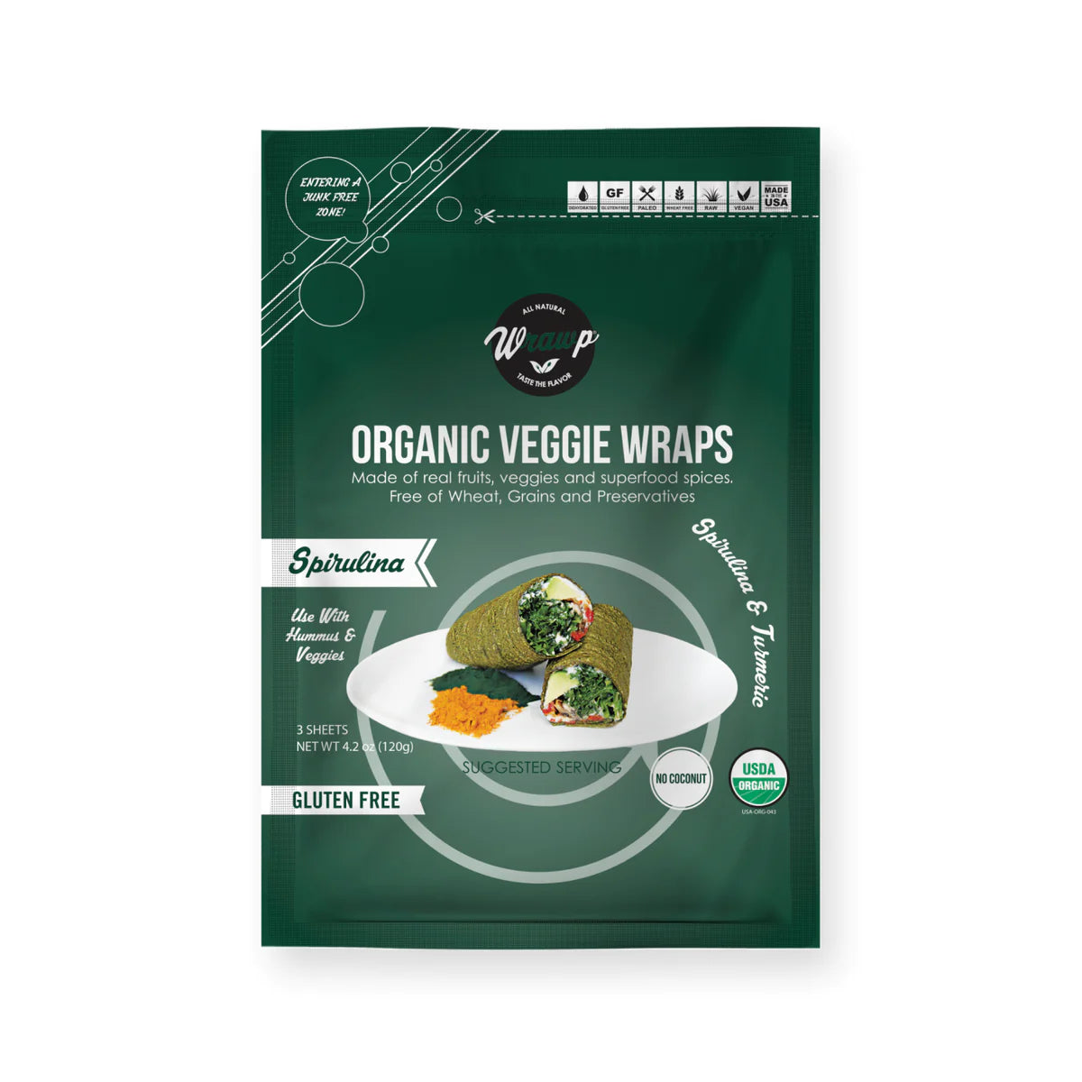WrawP Organic Wraps - Spirulina