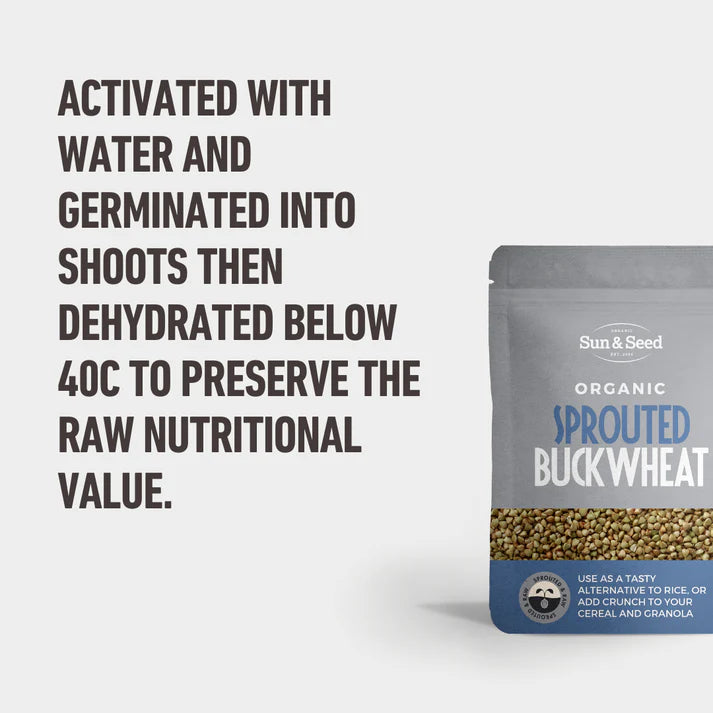 Organic Buckwheaties Sprouted Buckwheat | Sun & Seed | Raw Living UK | Cereals | Raw Foods | Sun & Seed Organic Buckwheaties (Sprouted Buckwheat) are Soaked & Dehydrated Buckwheat Groats (seeds, not grains). Use them in Cereals, Desserts & Trail Mixes.