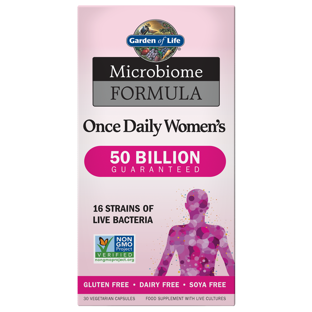 myKind Vegan Organic Probiotic Formula Once Daily Women&#39;s Capsules | Garden of Life | Raw Living UK | Supplements | Multi Vitamin | mKind Probiotics Formula for women contains 50 billion live probiotic cultures &amp; is made from 16 raw probiotic strains that are resistant to stomach acid &amp; biles