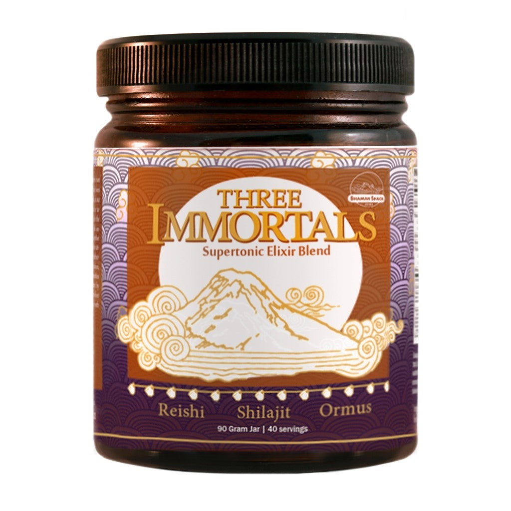 3 Immortals Super Powder | Shaman Shack | Raw Living UK | Tonic Herbs | Super Foods | Shaman Shack 3 Immortals is Concentrated Full-Spectrum Mineral Superfood, with Reishi, Shilajit &amp; Ormus. Great in Smoothies, or as a Hot Coffee-Like Drink.