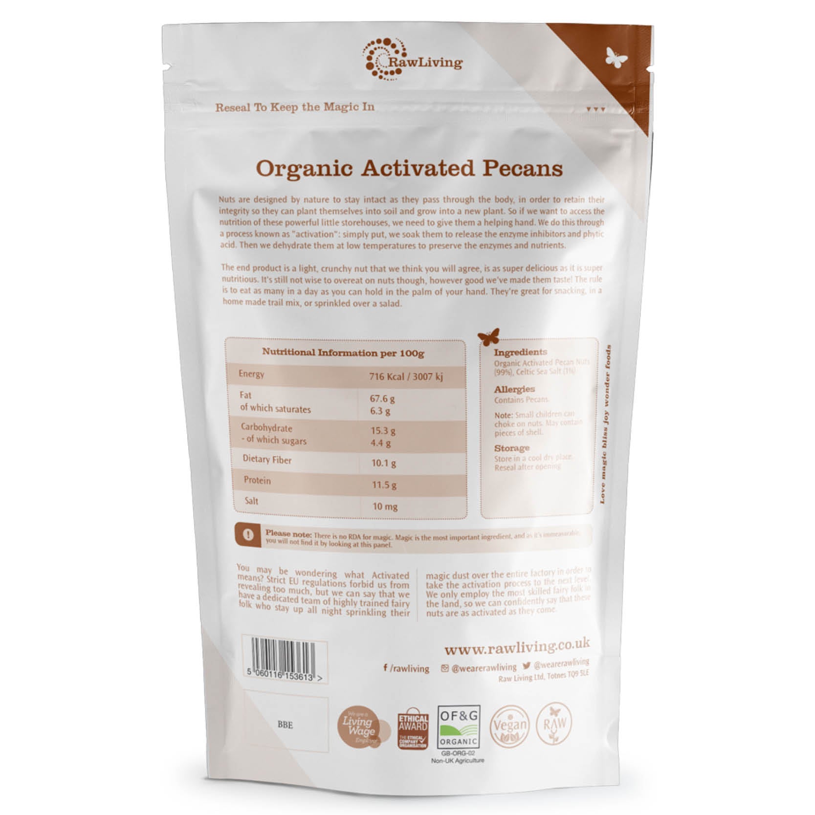 Organic Activated Pecans (200g, 1kg) | Raw Living UK | Raw Living Organic Activated Pecans: we activate these Pecans to release the Phytic Acid & Enzyme Inhibitors. These nuts are slightly Crunchy & Salty.