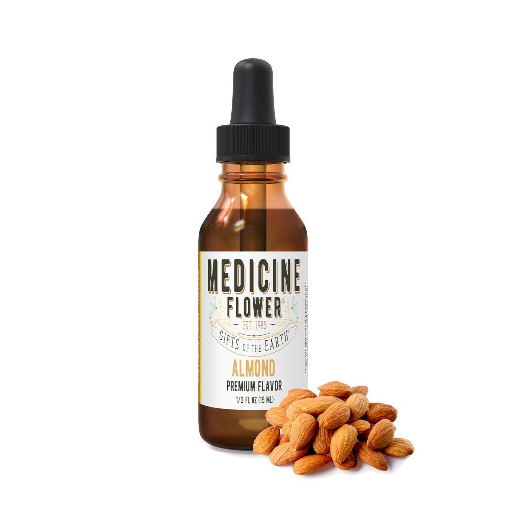 Almond Flavour Premium Extract | Medicine Flower | Raw Living UK | Raw Foods | Medicine Flower Almond Flavour Premium Extract (1/2oz, 1oz) is pure, potent & natural. Amazing taste, with no alcohol or artificial preservatives.