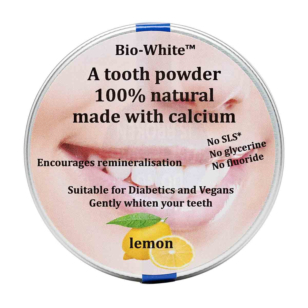 Bio-White Lemon Tooth Powder | Food Alive | Raw Living UK | Tooth Care | Bio-White Lemon Tooth Powder: 100% all natural formula Tooth Powder made with Calcium with a gentle flavour of Lemon and Ginger. Suitable for Vegans & Diabetics