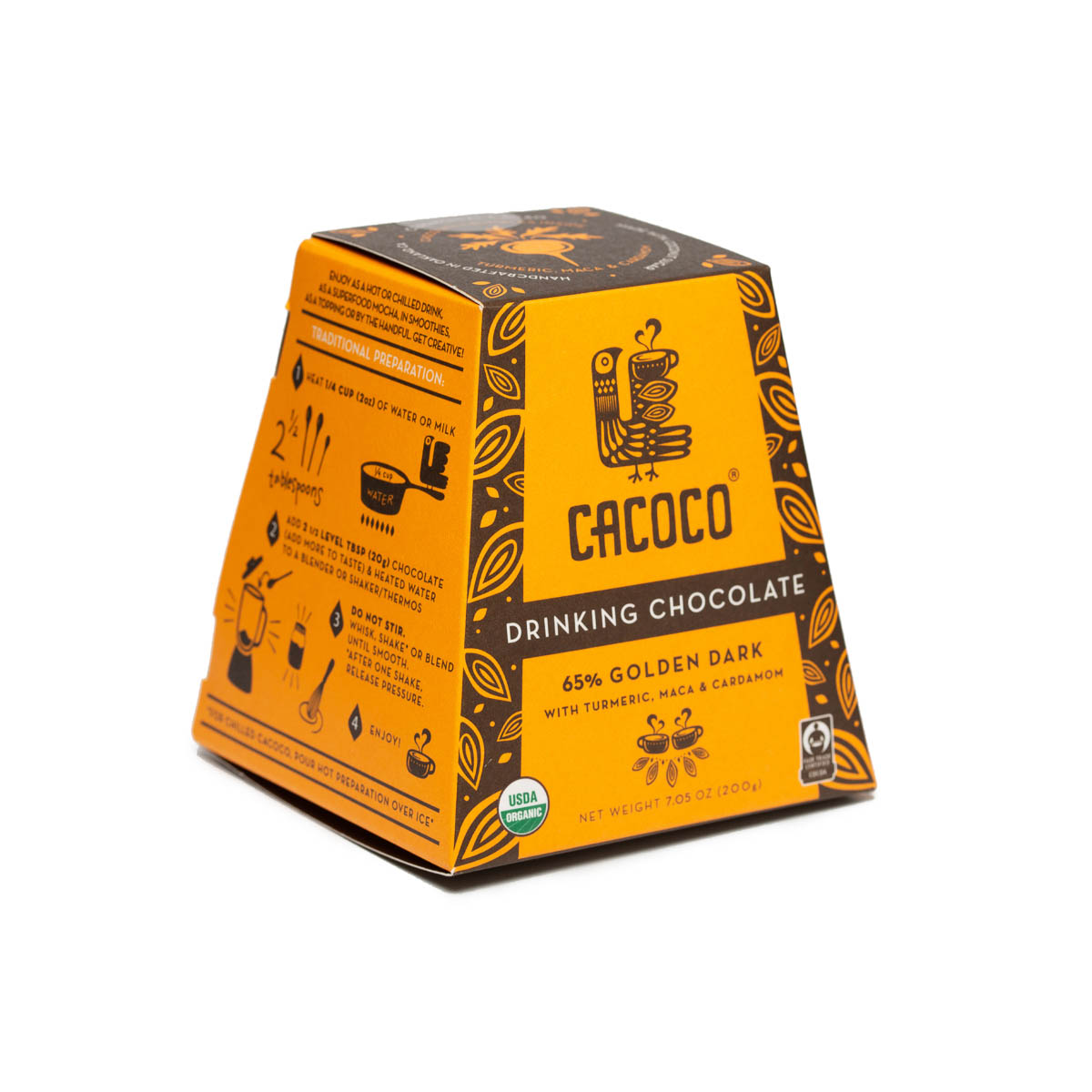 Golden Drinking Chocolate (7oz) | Coracao | Raw Living UK | Coracao 65% Golden Dark Drinking Chocolate is a Spiced Chocolate Blend, with Anti-Inflammatory Herbs, Warming Spices, and notes of Masala Chai.