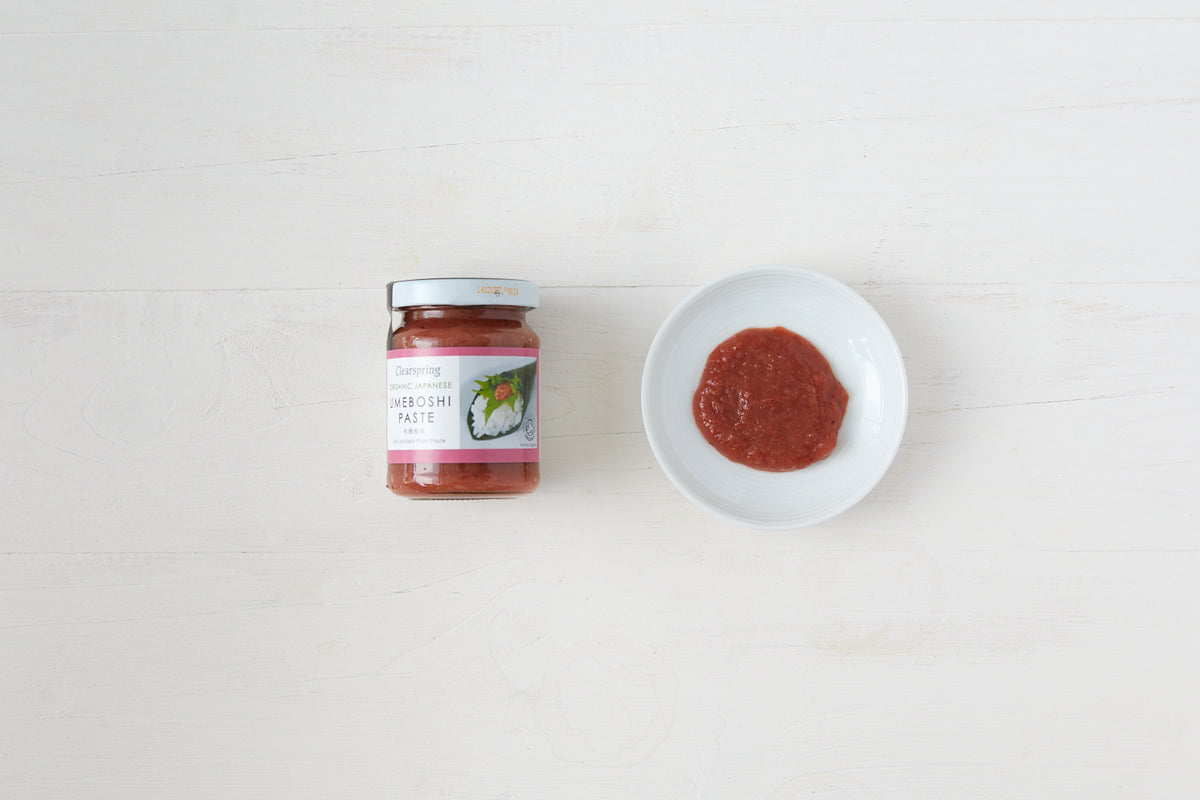 Organic Umeboshi Paste (150g) | Clearspring | Raw Living UK | Clearspring Organic Japanese Umeboshi Paste (Salt-pickled Plum Paste) is a Tart &amp; Tangy seasoning that can be used to enliven Sushi, Dips, Dressings &amp; Spreads.