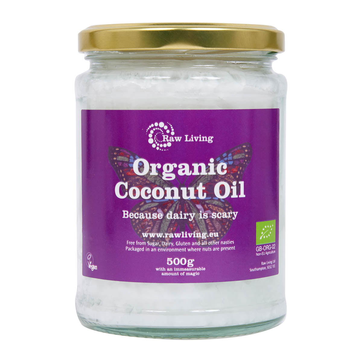 Coconut Oil - Extra Virgin Raw and Organic (Glass Jar) (500g)