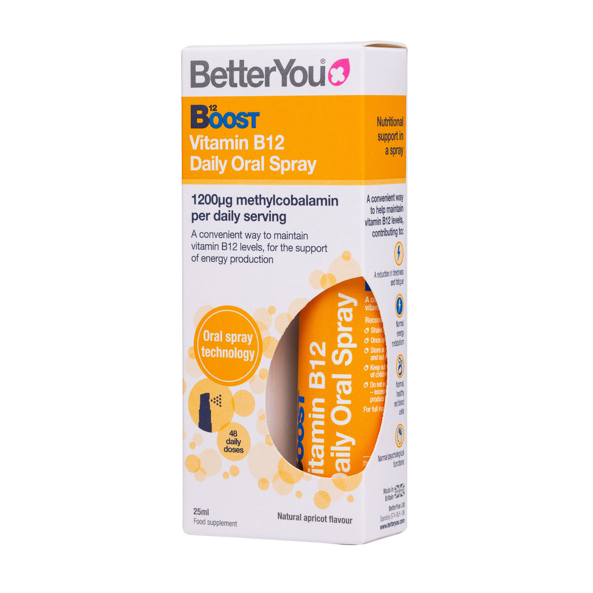 B12 BOOST Oral Spray (25ml) | Better You | Raw Living UK | Supplements | BetterYou B12 BOOST is a highly effective and completely natural daily oral spray to help increase daily energy and concentration levels.