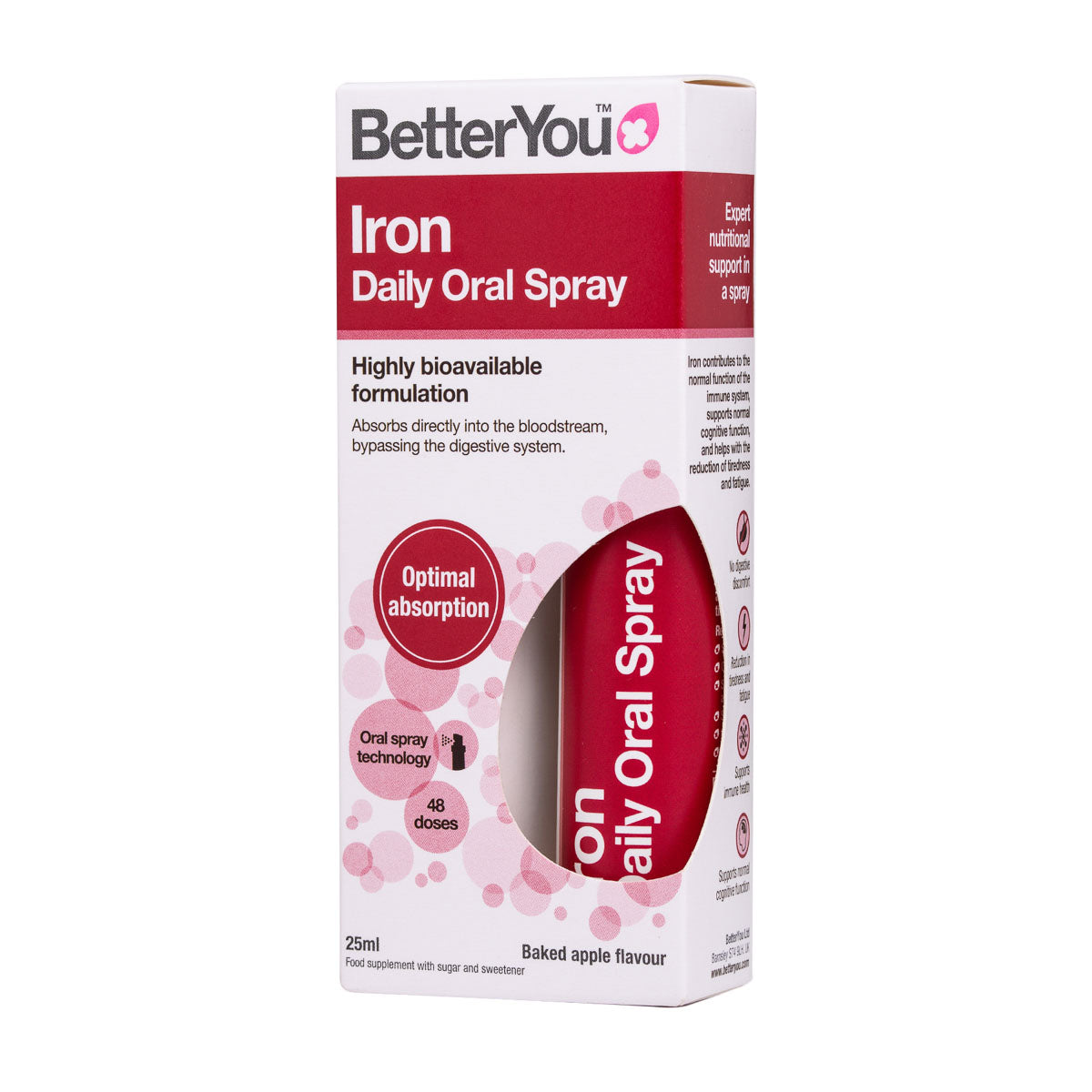 Daily Iron Oral Spray Vegan (25ml) | Better You | Raw Living UK | Supplements | BetterYou Daily Iron Oral Spray is gluten, wheat &amp; dairy free (no artificial colours/flavours). It is an iron supplement without the usual digestive discomfort.