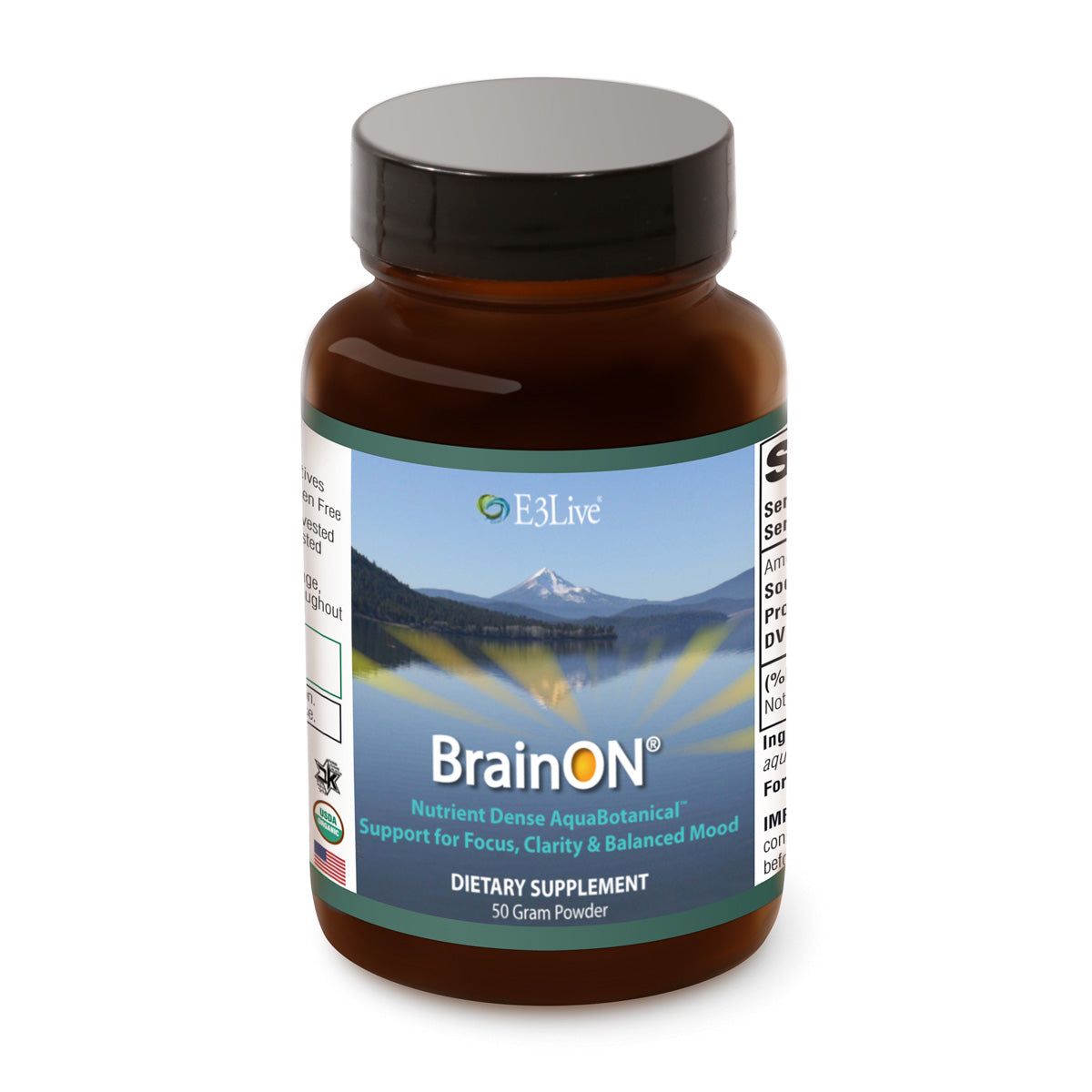 E3 BrainOn Powder | E3 Live | Raw Living UK | Super Foods | E3 BrainOn Powder contains Aphanizomenon Flos Aquae which contains Phenalmin, an extract of Phenylethylamine (PEA). Designed to support clarity and focus.
