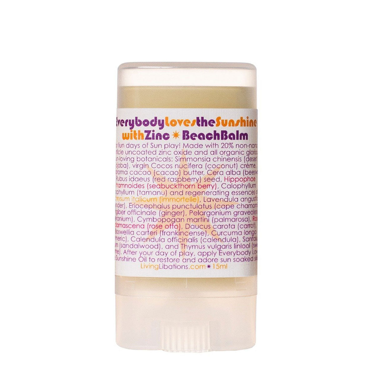 Everybody Loves The Sunshine Zinc Stick | Living Libations | Raw Living UK | Skin Care | Sun Care | Living Libations Everybody Loves The Sunshine ZINC STICK (15ml): a Natural & Vegan balm made with 20% non-nanoparticle Zinc Oxide & essences providing sun-shade