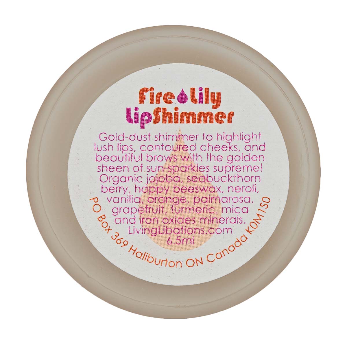 Fire Lily Lip Shimmer | Living Libations | Raw Living UK | Beauty | Skin Care | Living Libations Fire Lily Lip Shimmer: this Natural, Vegan &amp; Organic shimmer balm highlights lips and cheeks with a subtle sparkle. With Jojoba &amp; Beeswax.