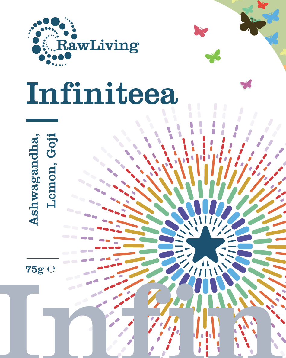 Infiniteea | A RealiTea | Raw Living UK | Loose Leaf Herbal Teas | Raw Living Infiniteea is a Premium Loose Leaf Herbal Tea made with a refreshing blend of Ashwagandha, Lemon &amp; Goji.