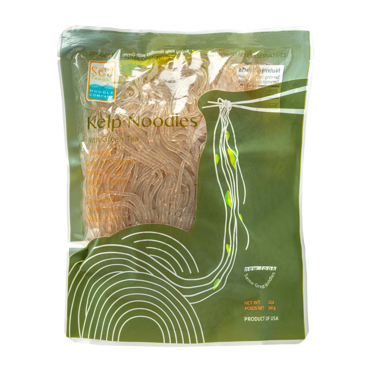 Kelp Noodles with Green Tea | Sea Tangle | Raw Living UK | Sea Vegetables | Sea Tangle Kelp Noodles with Green Tea look and taste like Chinese glass noodles. Kelp is a nutritious Sea Vegetable &amp; these Noodles are fun to prepare and eat!