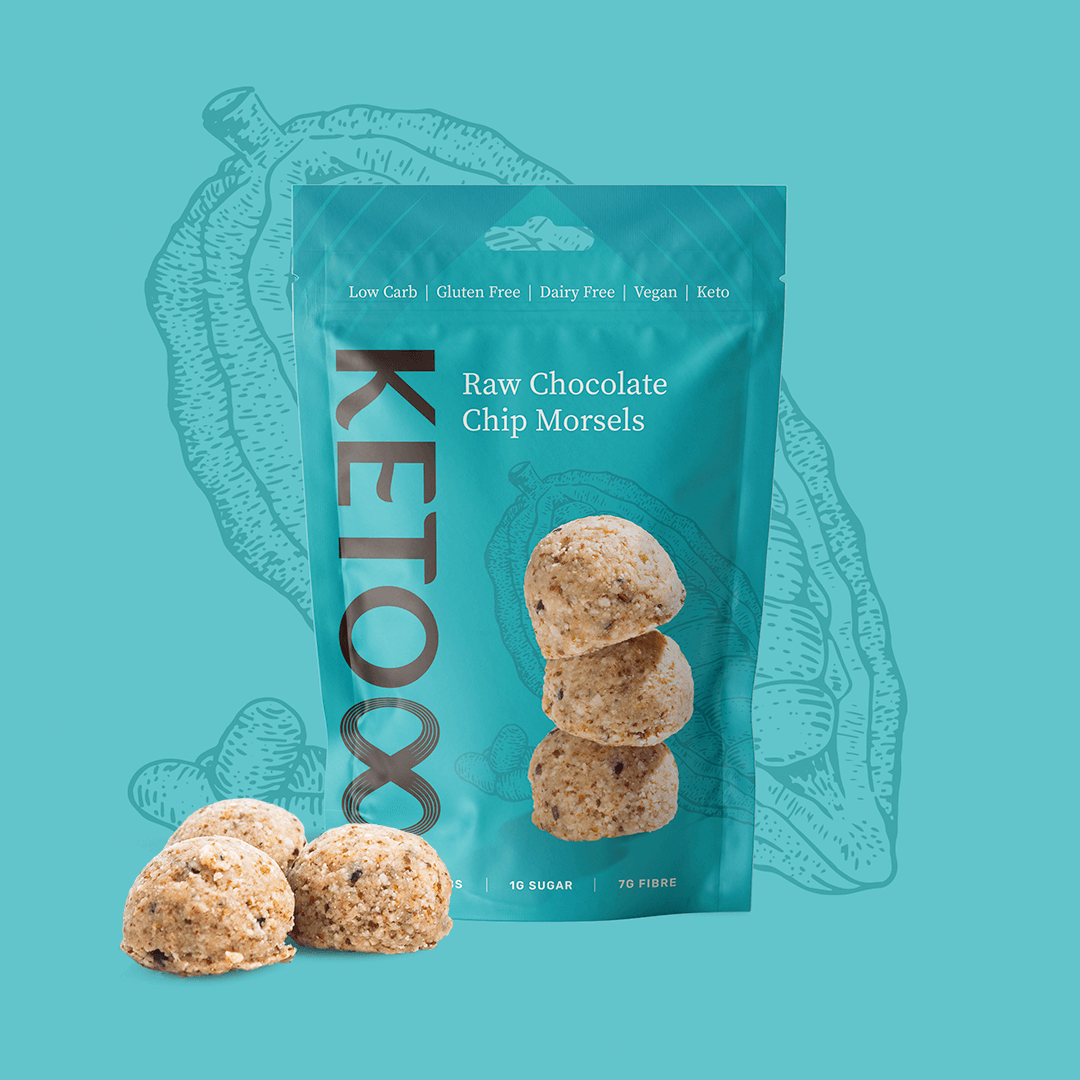 Raw Chocolate Chip Morsels (120g) | 8 Foods | Raw Living UK | Eight Foods Raw Chocolate Chip Morsels are Rich, Chewy, Yet Low Carb and Keto-Friendly. Nutty Almonds blended with Vanilla, Sea Salt & Hunks of Dark Chocolate.